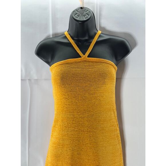EDIT BY NINE Women's Orange Knit Sleeveless Side-Slit Halter Dress SZ M - Picture 4 of 8